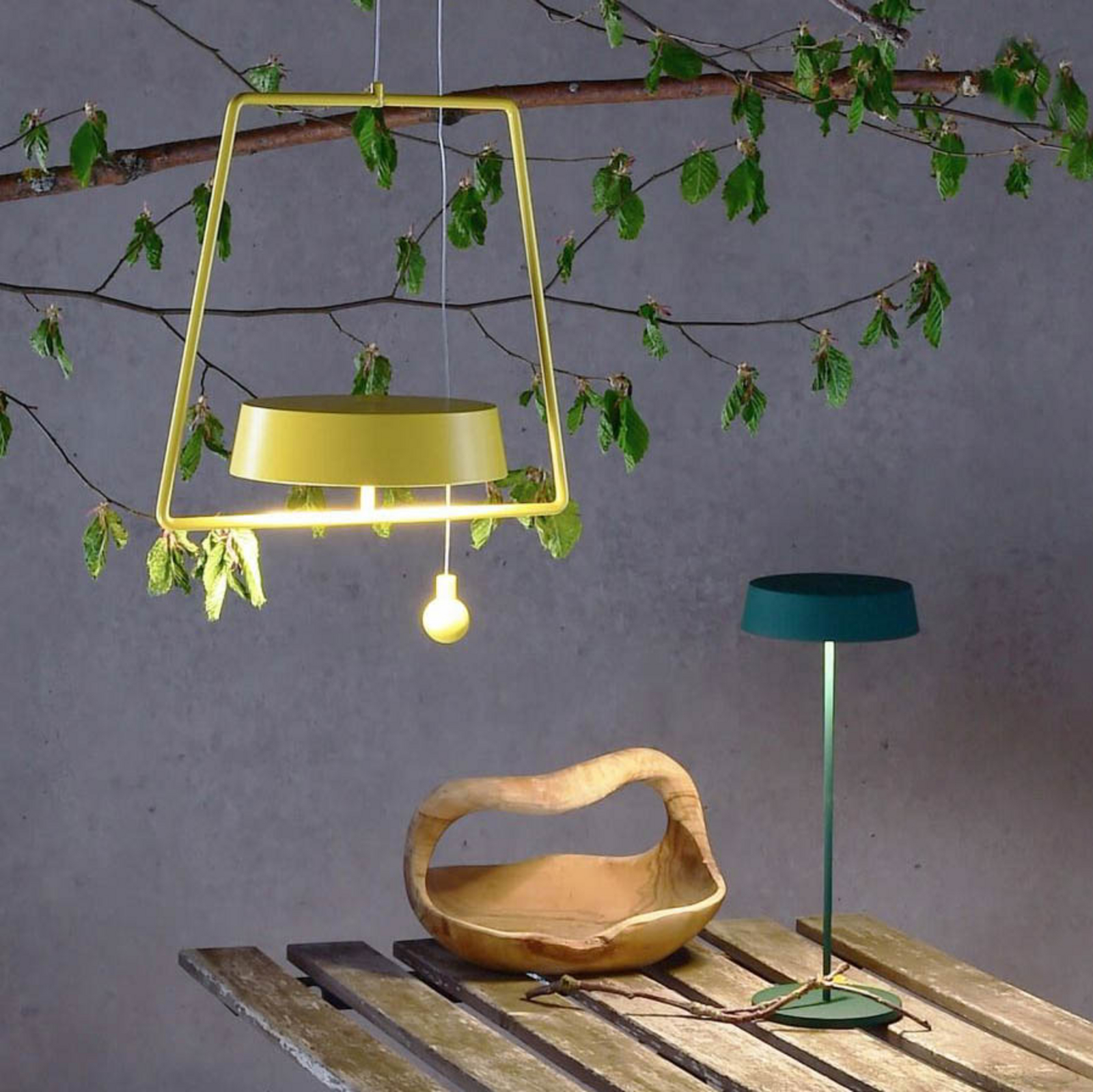 Lampa wisząca LED Miram akumulator, żółta